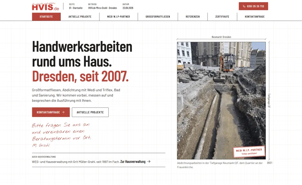 Startseite der Website von HVIS.de Mirco Grahl