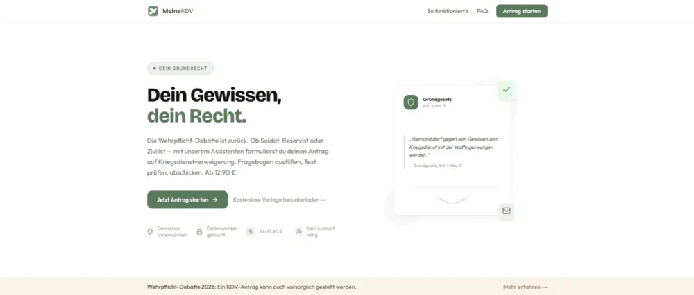Startseite der Website von MeineKDV.de