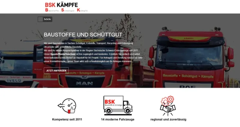 Screenshot der Website von BSK Kämpfe