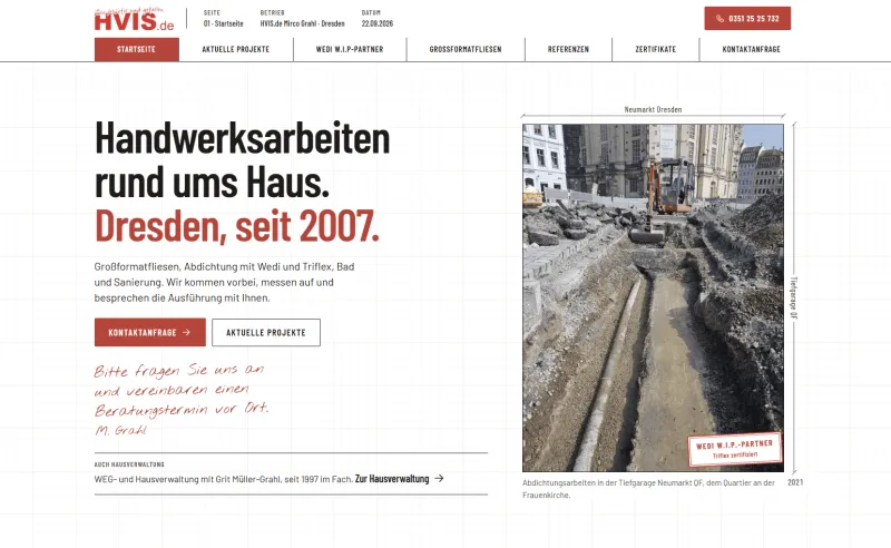 Screenshot der Website von HVIS.de Mirco Grahl