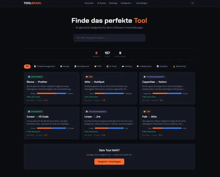 Startseite der Website von ToolBrawl