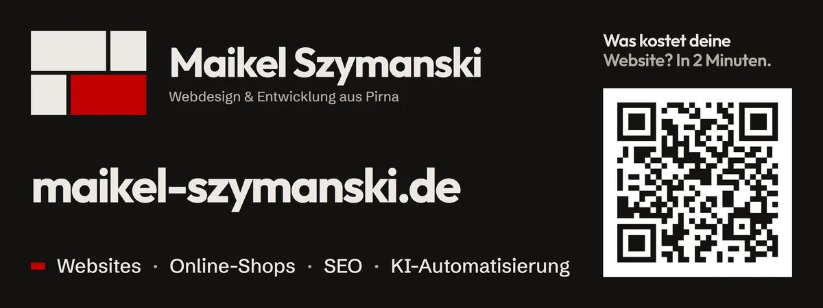Heckscheibenaufkleber: dunkles Band mit Logo, Adresse, Leistungen und QR-Code