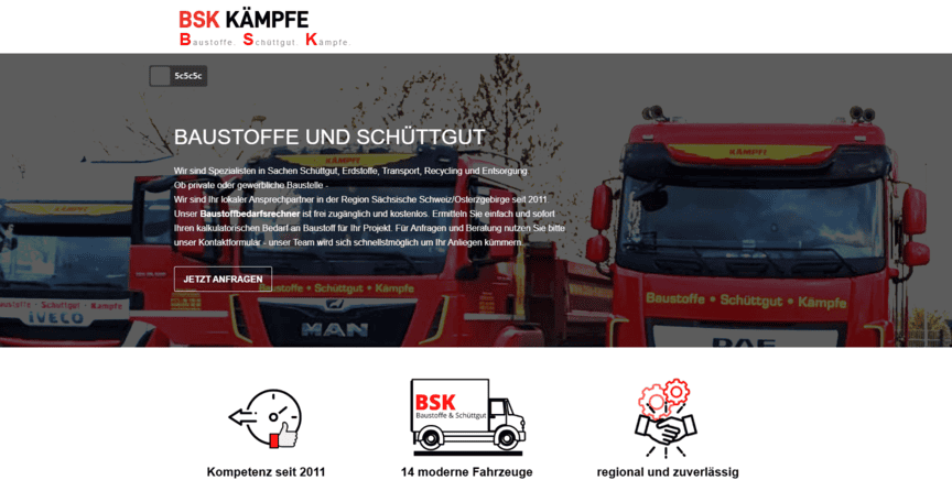 Screenshot der Webseite BSK Kämpfe